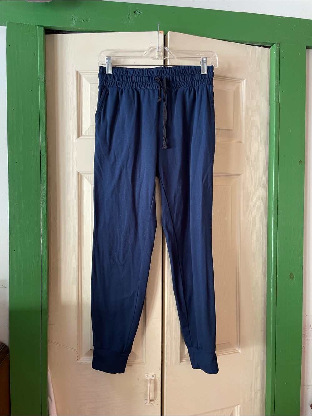 Ladies Navy Jogger Pants - Elastic Waist Drawstring